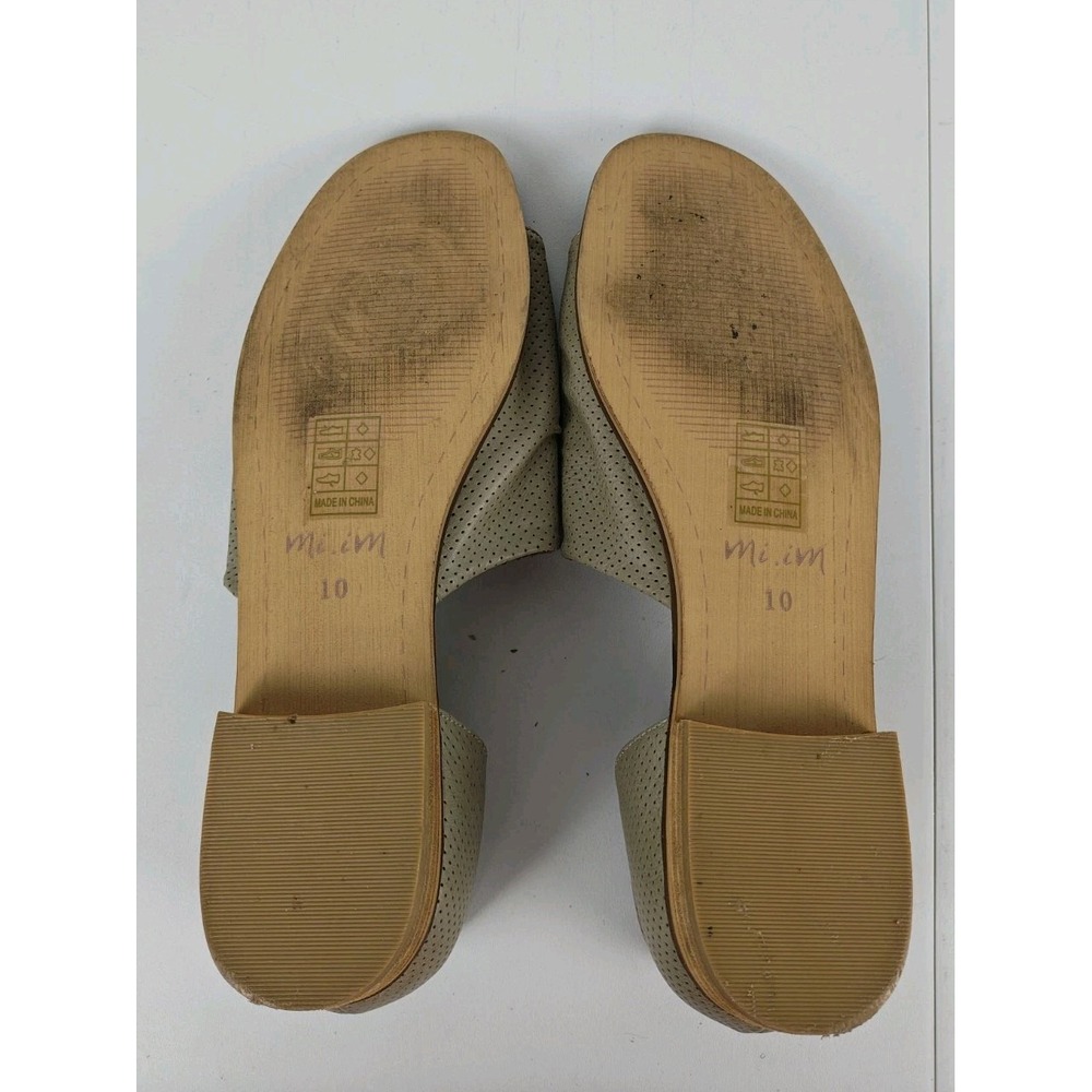 Mi.iM Women's Size 10 Leather Perforated D'Orsay Sandals Taupe Open Toe Low Heel - Picture 8 of 9